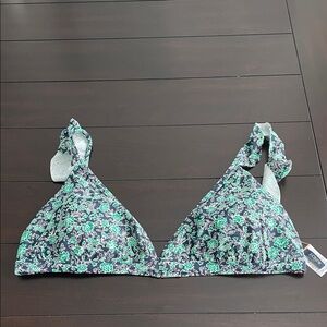 J. Crew Blue and Green Floral Bikini Top
